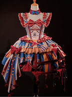 Red and blue bunny circus Sweet Lolita JSK dress ¨C red and blue colorway