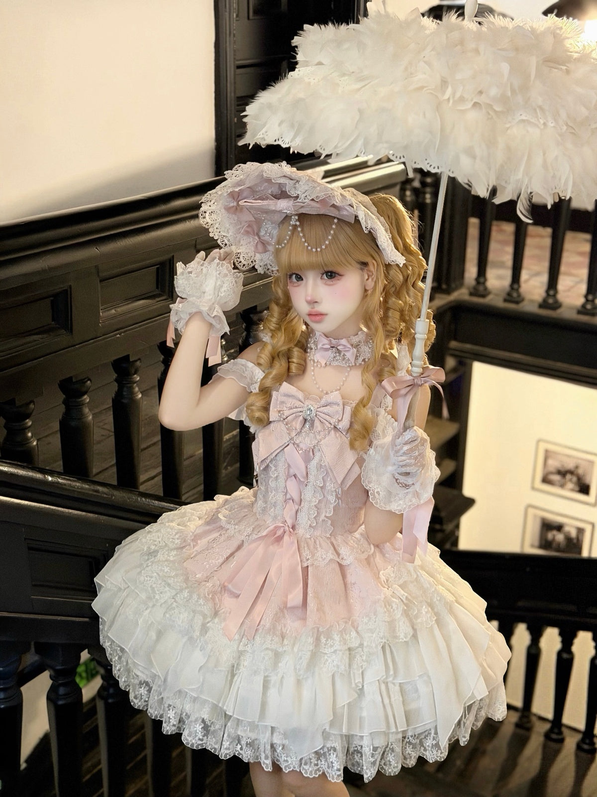 Pink Ballet Lolita JSK Dress with Back Bow | Suspender Gown