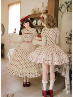 Long Doll Lolita Cotton Print OP Set with Apron & BNT