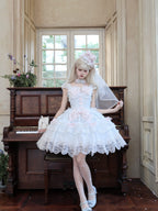 Blue Ballet Lolita JSK Dress with Crown Veil & Necklace