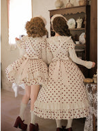 Long Doll Lolita Cotton Print OP Set with Apron & BNT