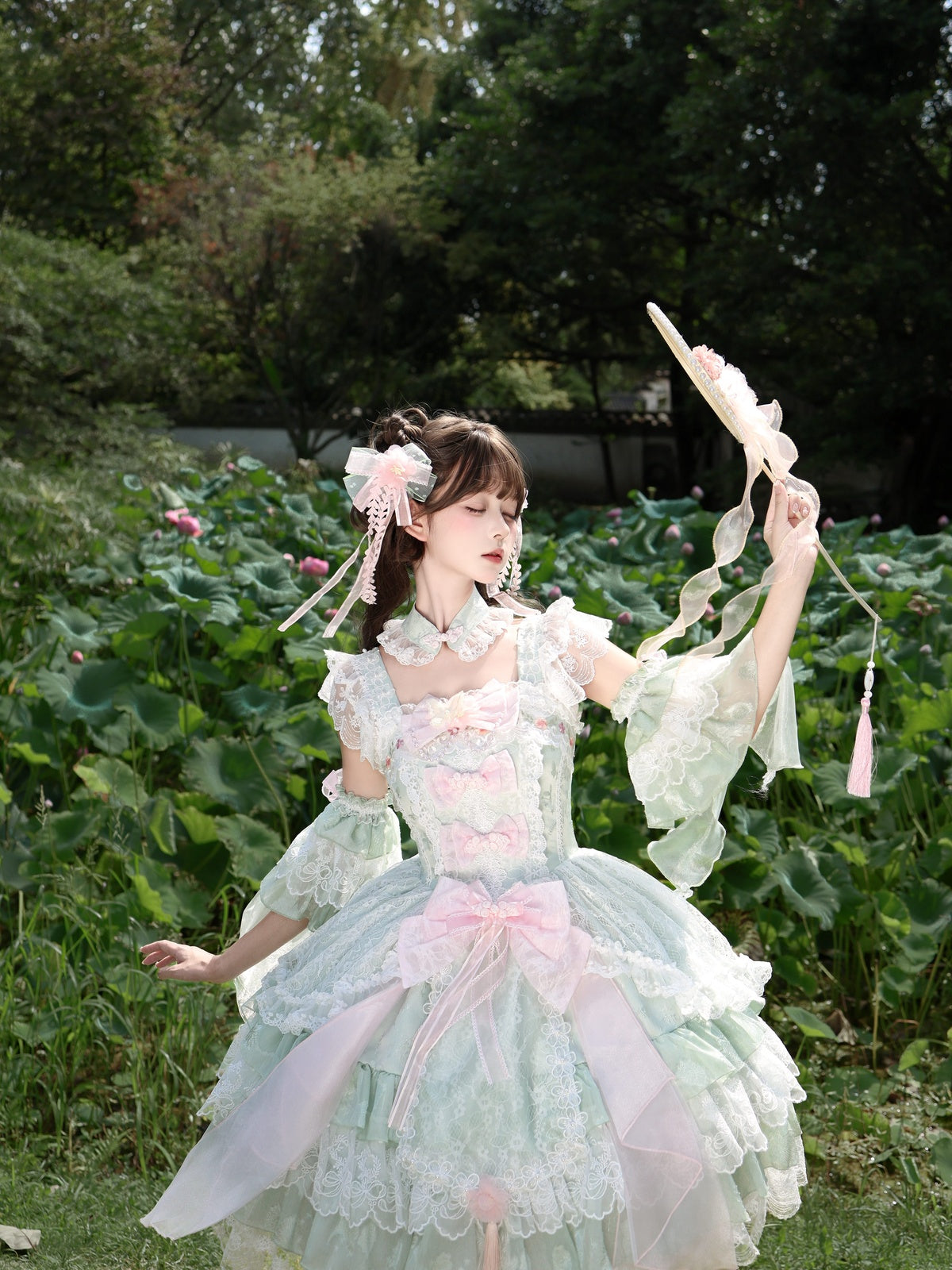 Mint Green Qi Lolita JSK Dress Set | Chinese Style Princess Jumper
