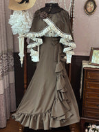 Brown Elegant Mermaid Skirt with Cascading Ruffles - MUYU | CoyBunny