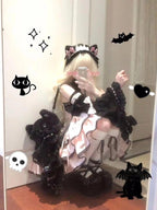 Black & Pink Gothic Lolita JSK Dress: Princess Ballet Gown Set