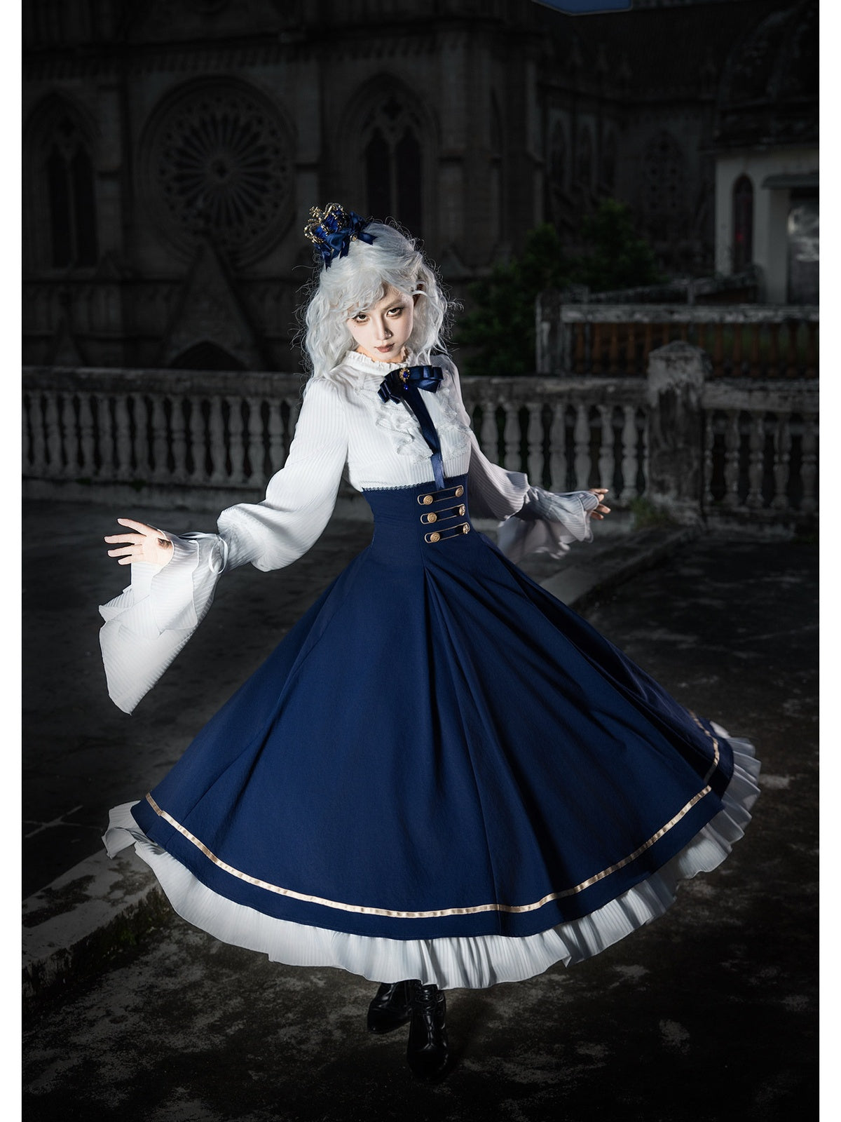 Long Court Lolita OP Set with Cape, Shoulder Chain & Brooch