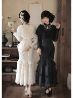 Black Embroidered Mermaid Cheongsam Lolita Set with Choker