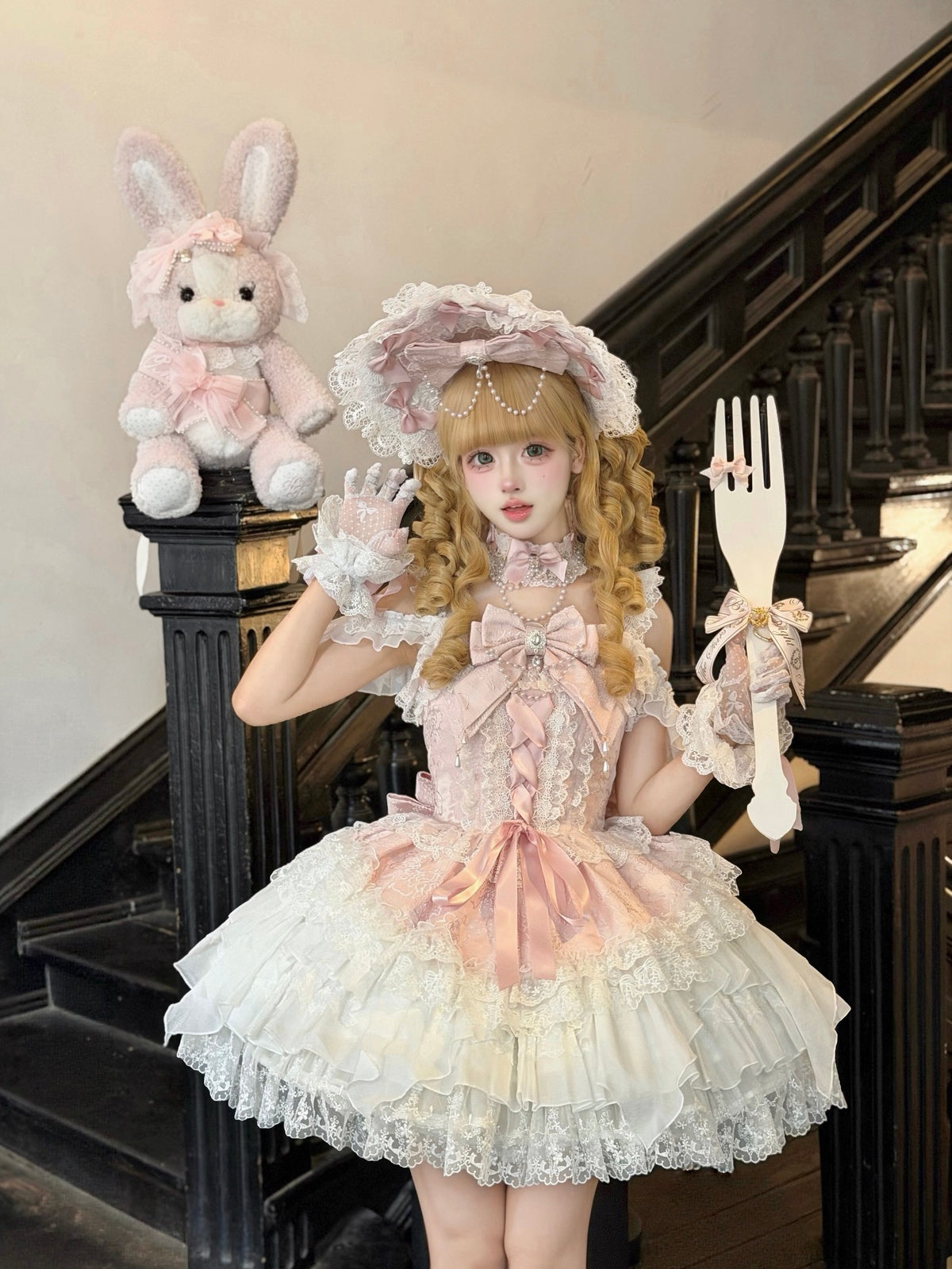 Pink Ballet Lolita JSK Dress with Back Bow | Suspender Gown