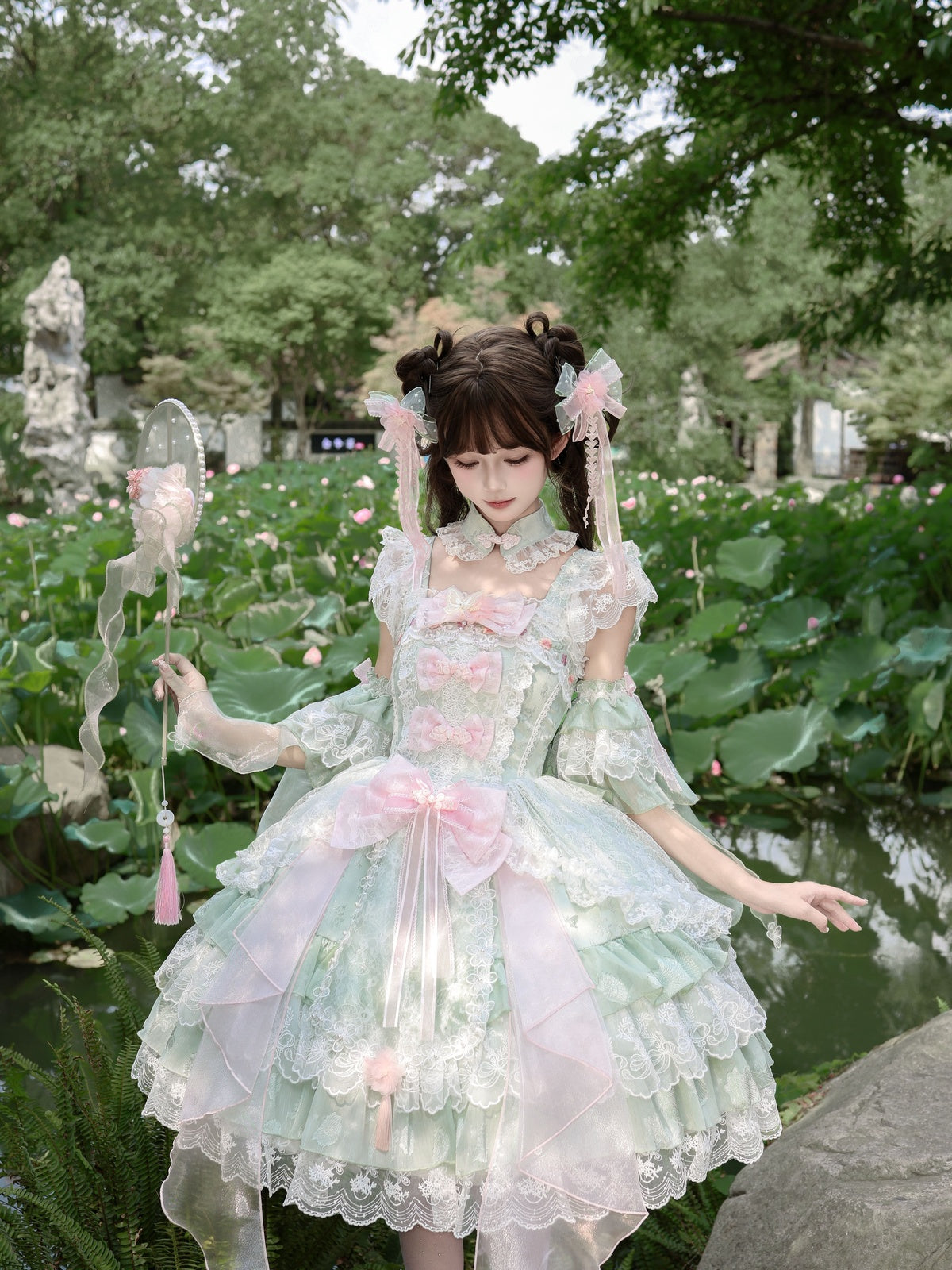 Mint Green Qi Lolita JSK Dress Set | Chinese Style Princess Jumper