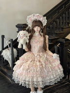 Pink Layered JSK Dress with Floral Bow Accents - Pear Island Sweet Tea | CoyBunny