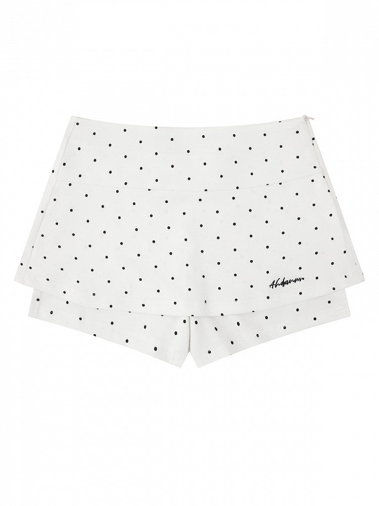 White Skort with Polka Dot Pattern - Languid Park | CoyBunny