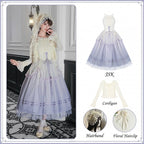 Purple Classic Gradient Lolita JSK Set with Cardigan and Hair Items - With PUJI | CoyBunny