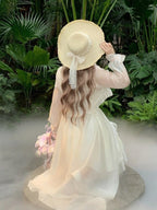 Kawaii Floral Decorated Dress with Asymmetrical Hem - Hard Candy | CoyBunny