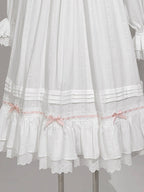 White & Pink Lace Lolita Dress with Bow - Tan Tuan | CoyBunny