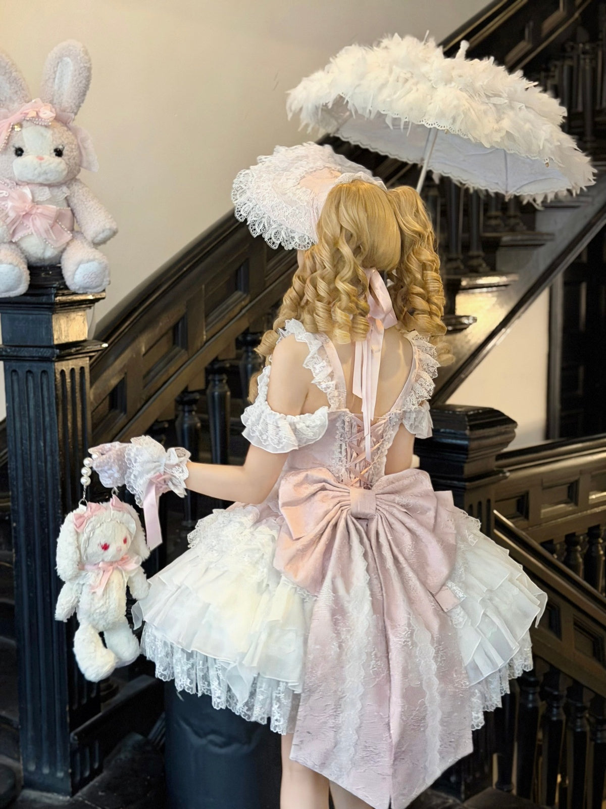 Pink Ballet Lolita JSK Dress with Back Bow | Suspender Gown