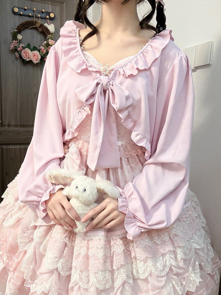 Sweet Pink Lolita Top with Bow and Ruffle Details - NANACO | CoyBunny