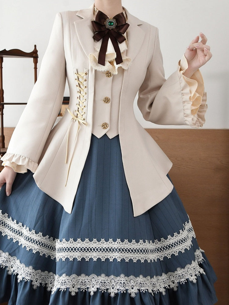 Beige Classic Blazer with Gold Buttons and Lacing | CoyBunny