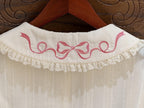 Pink Rosette Embroidery Collar Cream Short Sleeve Blouse - Dream Magic Box | CoyBunny