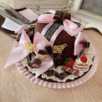 Sweet Lolita Chocolate with Bowknot Details Lace Trim Mini Hat | CoyBunny
