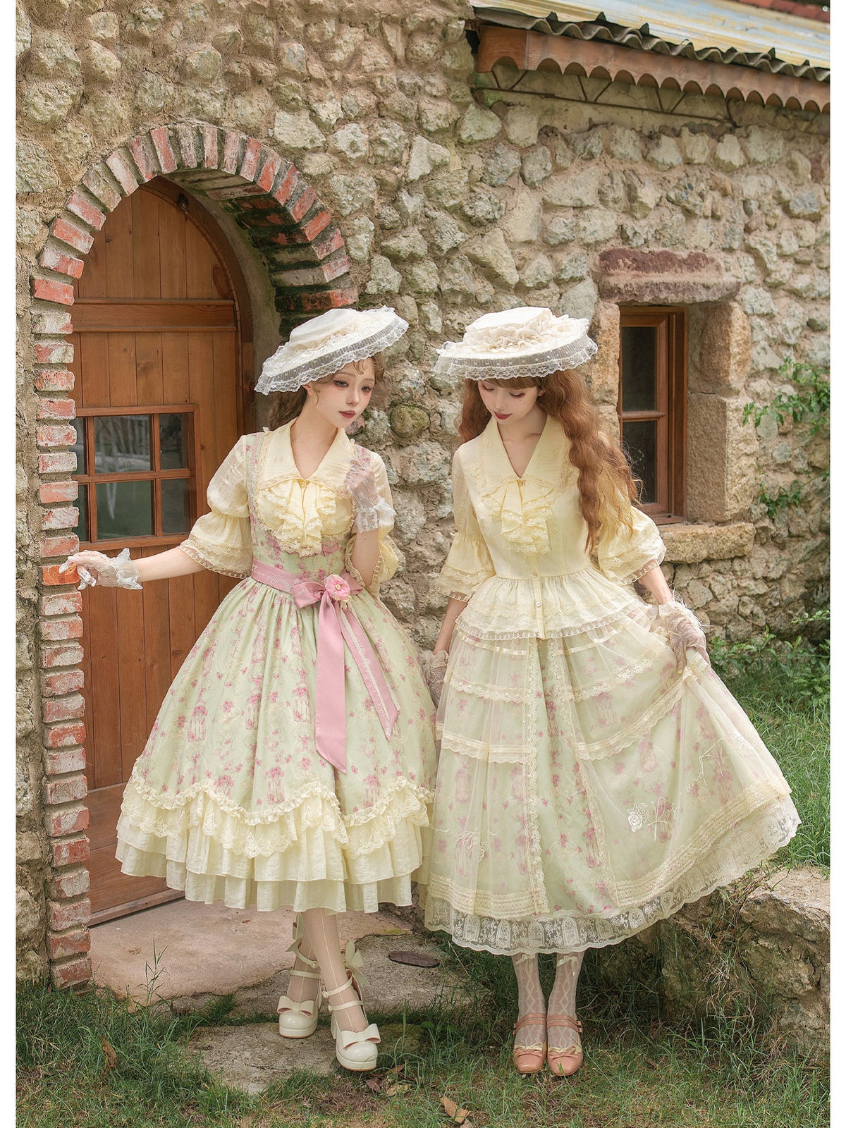 Petal Hem Lolita Bustier Set with Shirt, Hat & Flower