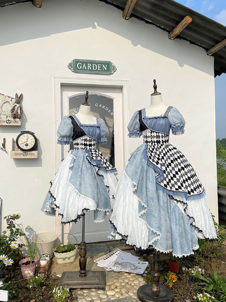 Alice in Wonderland Blue Checkerboard Sweet Lolita Dress | CoyBunny