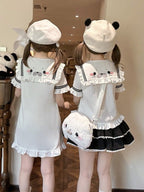 Cute Seal White Sailor Collar Short Sleeve T-Shirt with Bow and Ruffle - To Alice | CoyBunny