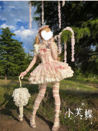 Pink Balletcore Lolita JSK Dress Full Set with Petticoat