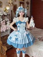 Blue Polka Dot Ruffled Sweet Lolita Jumper Skirt - Sweetheart Dream | CoyBunny