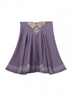 Purple High Waist Skirt with Striped Accents - Xiong Dou Jiang | CoyBunny