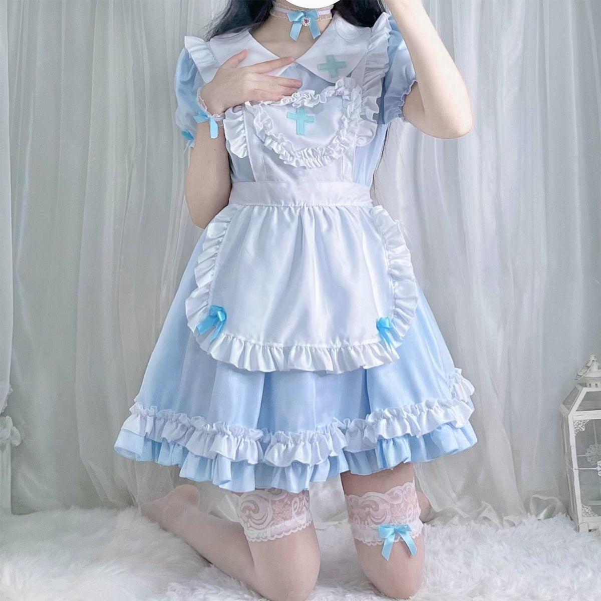 Victorian Maid Nurse Lolita Costume Set Heart Apron Plus Size | CoyBunny