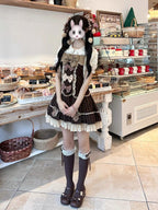 Tiramisu Brown Sweet Lolita JSK Dress Set with Free Hat