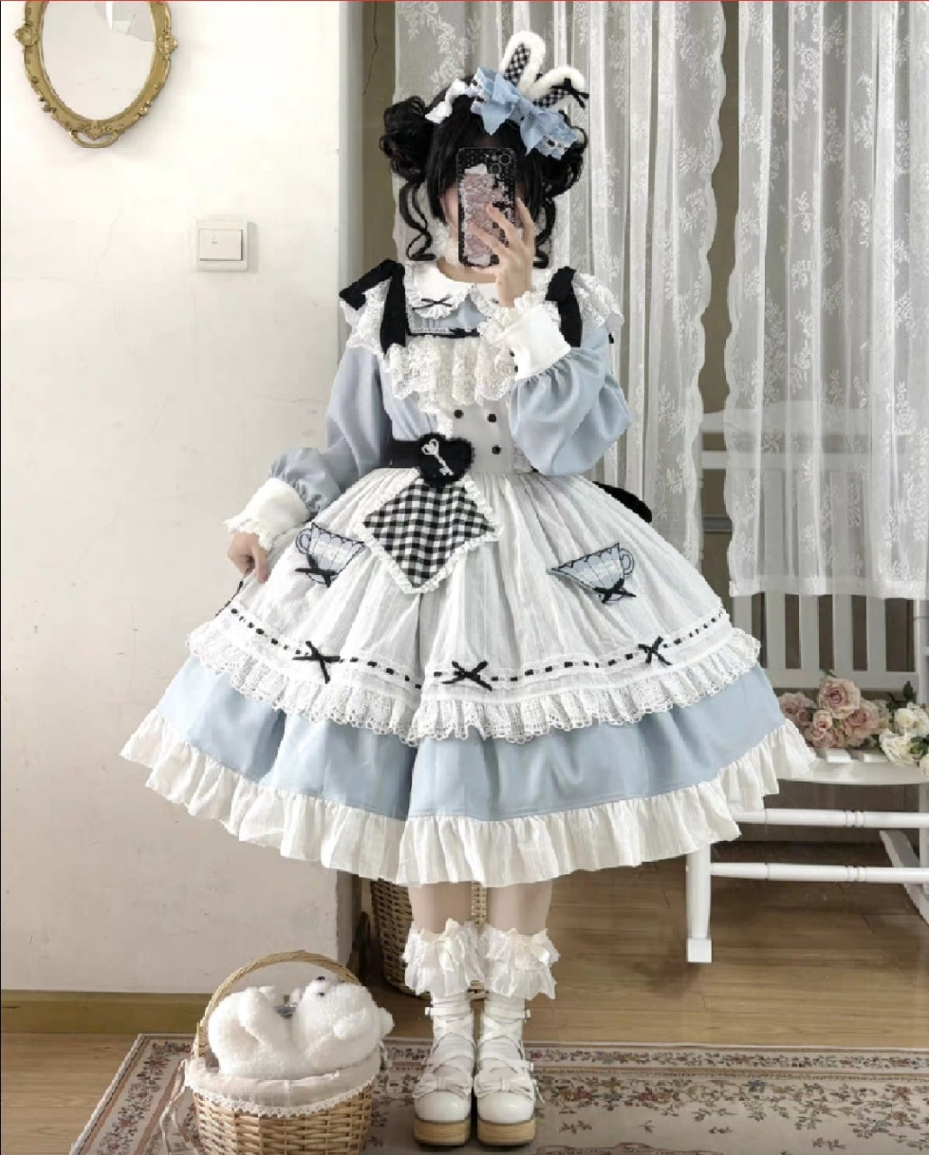 Alice in Wonderland Blue Checkerboard Sweet Lolita Dress | CoyBunny