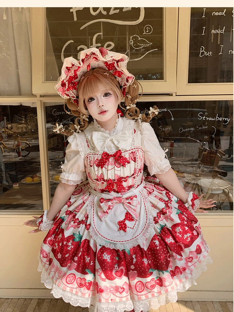 Plus Size White Black Pink Apricot Short Sleeve Lolita Stand Collar Blouse - Versatile girl | CoyBunny