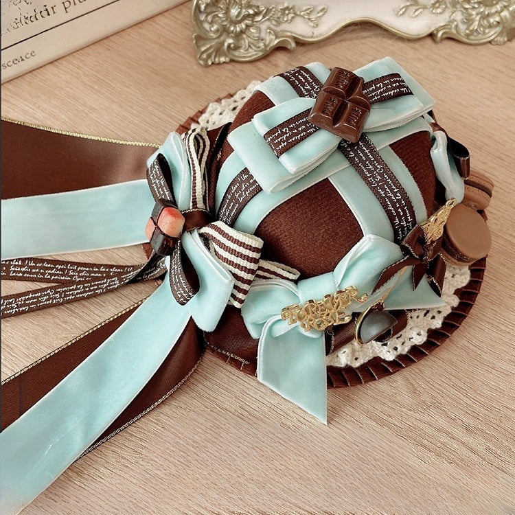 Sweet Lolita Chocolate with Bowknot Details Lace Trim Mini Hat | CoyBunny