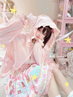 Kawaii Pink Sun Protection Hoodie with Cute Star Accent - NANACO | CoyBunny