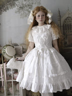 Ivory Checkered Puff Sleeve Lolita One-Piece Dress | CoyBunny