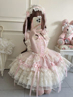 Pink Ballet Lolita JSK Dress with Train | Sweet Princess Gown