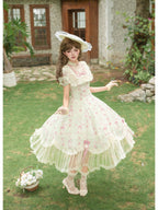Petal Hem Lolita OP Set with Belt, Hat & Flower