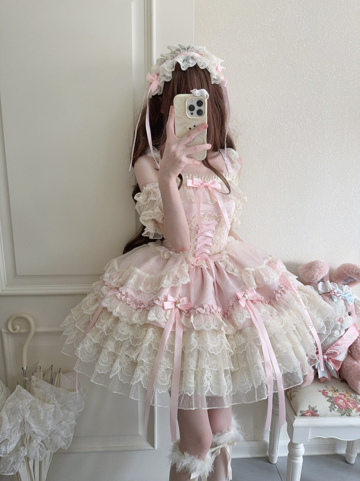 Pink Ballet Lolita JSK Dress with Train | Sweet Princess Gown