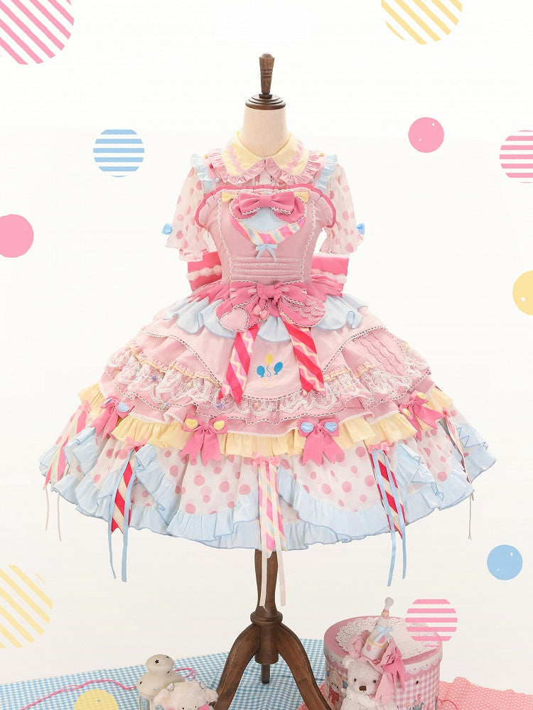 Pastel Sweet Lolita JSK Dress with Polka Dots and Scalloped Hem - Dollet | CoyBunny