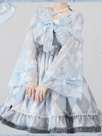 Blue Sweet Lolita Jacket with Ruffle Trim and Balloon Sleeves - Time Memory | CoyBunny