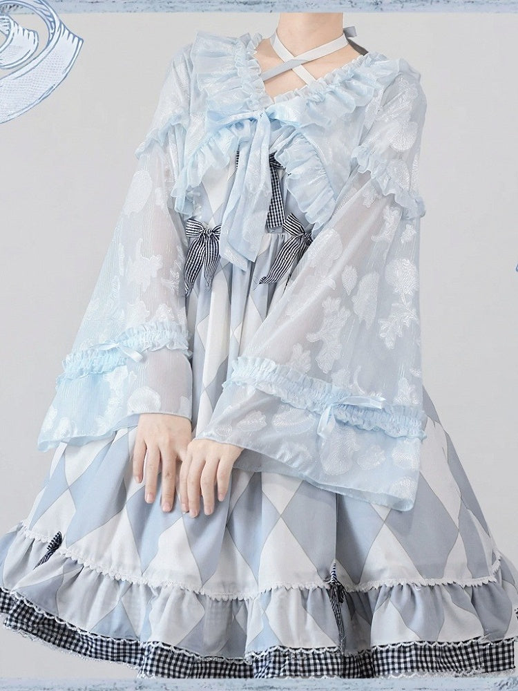 Blue Sweet Lolita Jacket with Ruffle Trim and Balloon Sleeves - Time Memory | CoyBunny