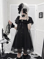 Gothic Square Neck Dress with Bow Accents - Ekomi | CoyBunny