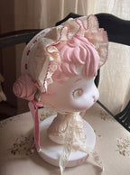 Cream & Pink Frilled Sweet Lolita Headband with Fabric Rose Decor - Bodhi Original Design | CoyBunny