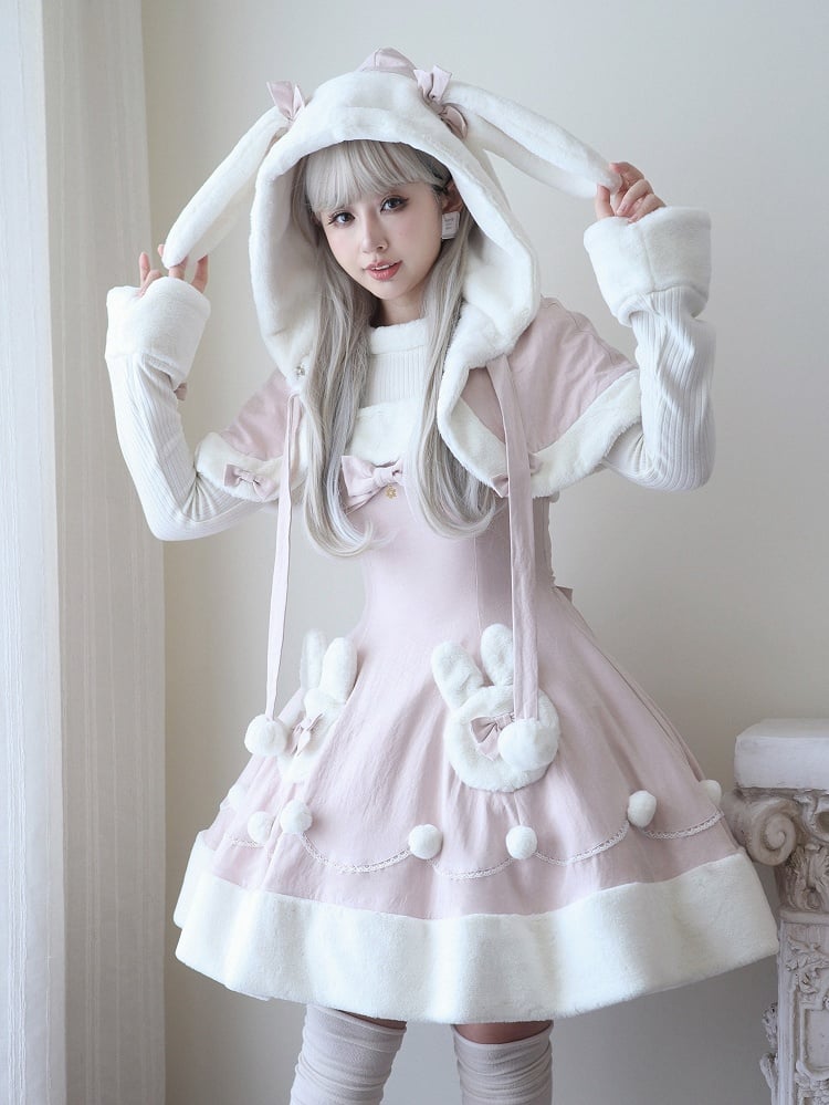 Pink Bunny Ears Hooded Cape | CoyBunny