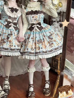 Mint Green Sweet Lolita JSK Dress with Kitty & Chocolate Print - Poetry of Dolls | CoyBunny