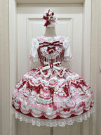 Crimson Bunny Cherry Print Sweet Lolita Jumper Dress - Miss Han | CoyBunny