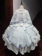 Blue Bunny Ears Lolita Jacquard Ruffled Cape - Starry Messenger | CoyBunny
