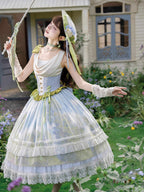 Art Print Skirt Classic Lolita Cowl Neck JSK Dress with Drawstring Overlay - Moonlight Dream | CoyBunny