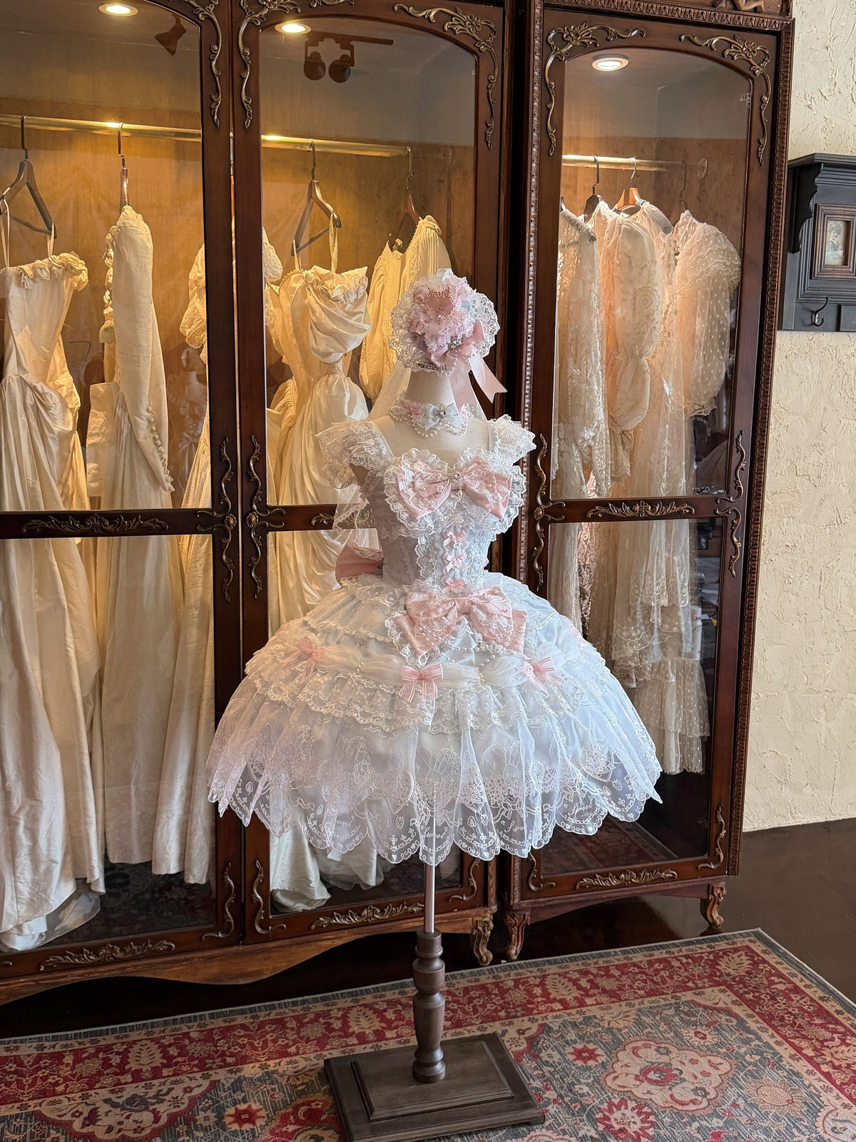 Pink Ballet Lolita JSK Dress with Crown Veil & Necklace