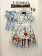 Azure Alice in Wonderland Theme Print Polka-dot Collar Sweet Gown - Forest Fairy Tales | CoyBunny